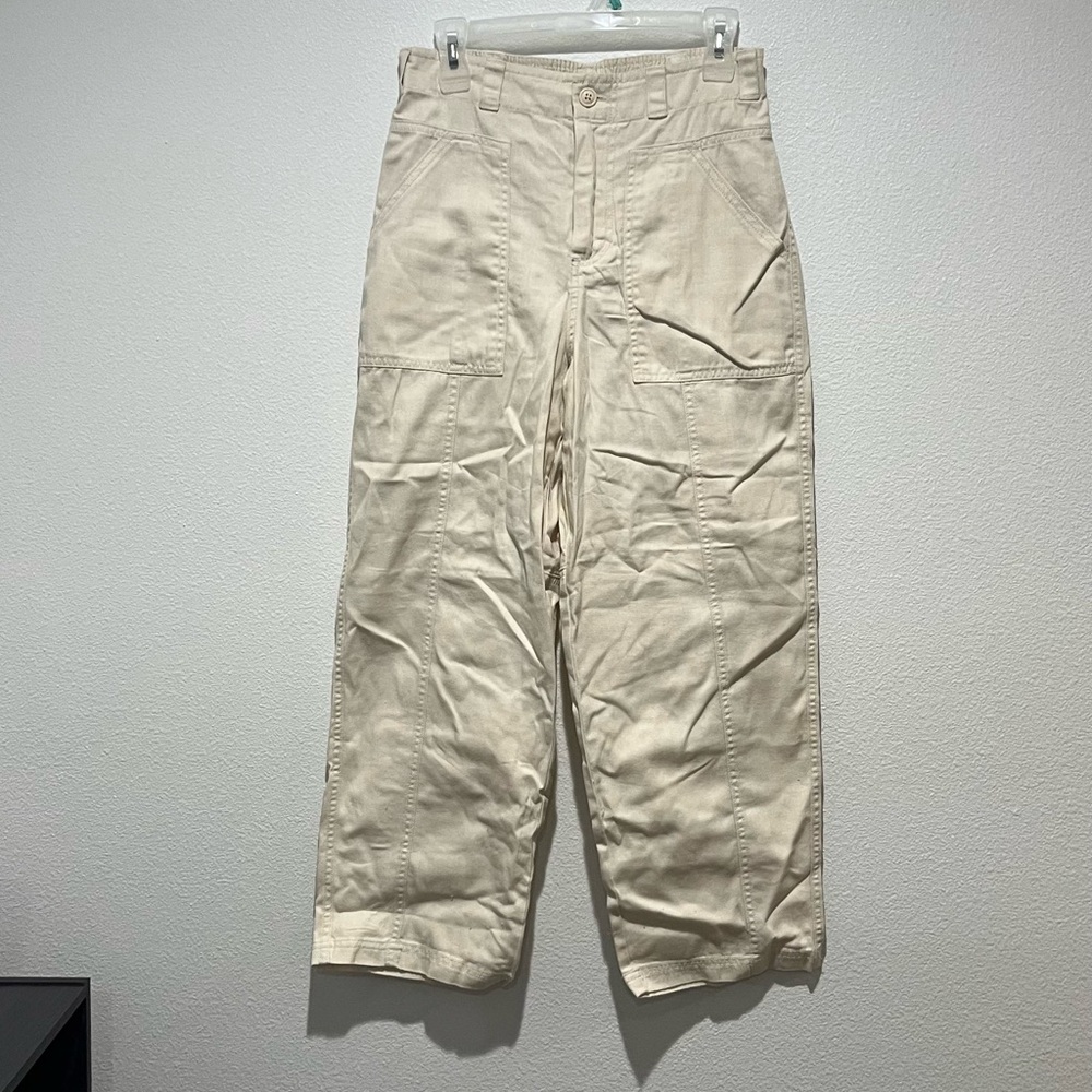 Cream Linen Straight Leg Pants Universal Threads (Target), 4